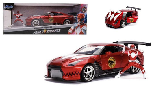 SCALE MODEL COMPATIBLE WITH NISSAN SKYLINE GTR R-35 2009 W/POWER RANGER FIGURE 1:24 JADA TOYS JADA31908