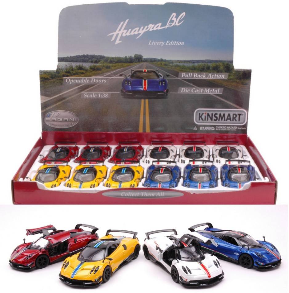 SCALE MODEL COMPATIBLE WITH PAGANI HUAYRA 2017 W/STRIPES ASS.cm 12 1:38 KINSMART KT5400DF