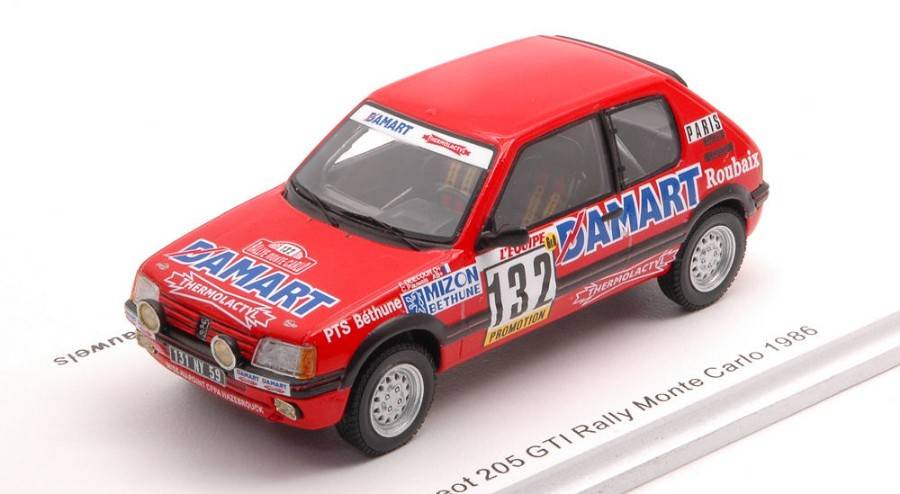 MODELLINO IN SCALA COMPATIBILE CON PEUGEOT 205 GTI N.132 MONTE CARLO 1986 F.DELECOUR-A.C.PAUWELS 1:43 SPARK MODEL S9456