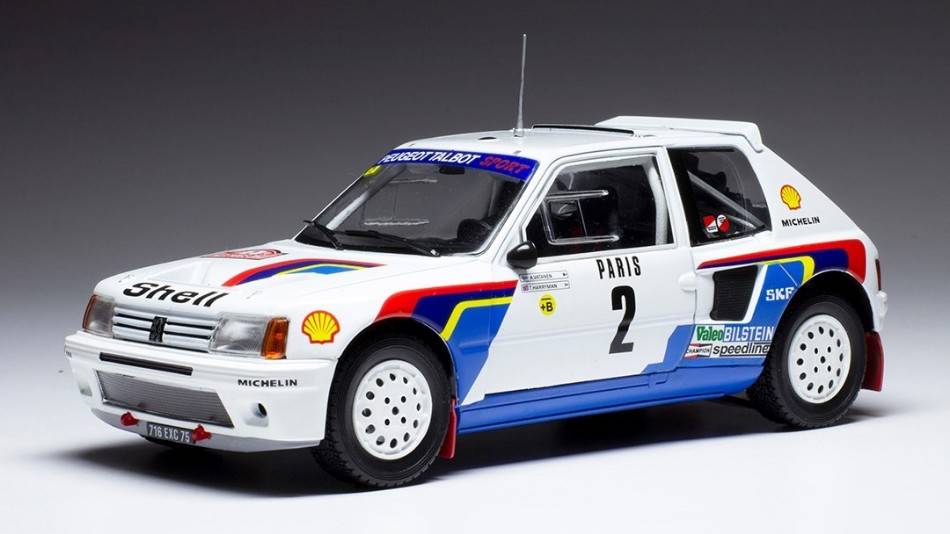 MODELE REDUIT COMPATIBLE AVEC PEUGEOT 205 T16 N.2 RALLYE MONTE CARLO 1985 VATANEN/HARRYMAN 1:24
 MODÈLE IXO 24RAL024A