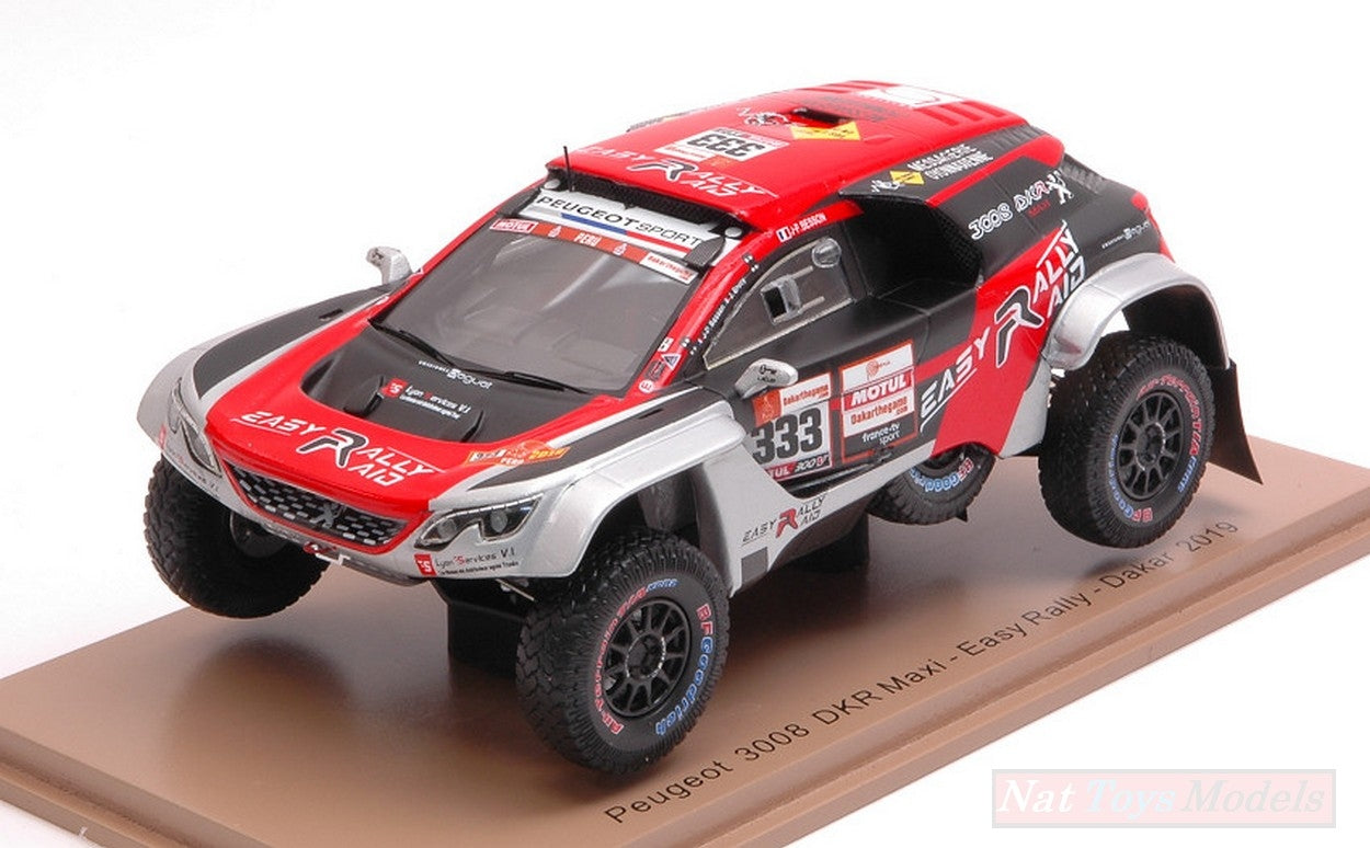 MODELLINO IN SCALA COMPATIBILE CON PEUGEOT 3008 DKR N.333 DAKAR 2019 J.P.BESSON-J.BRUCY 1:43 SPARK MODEL S5629