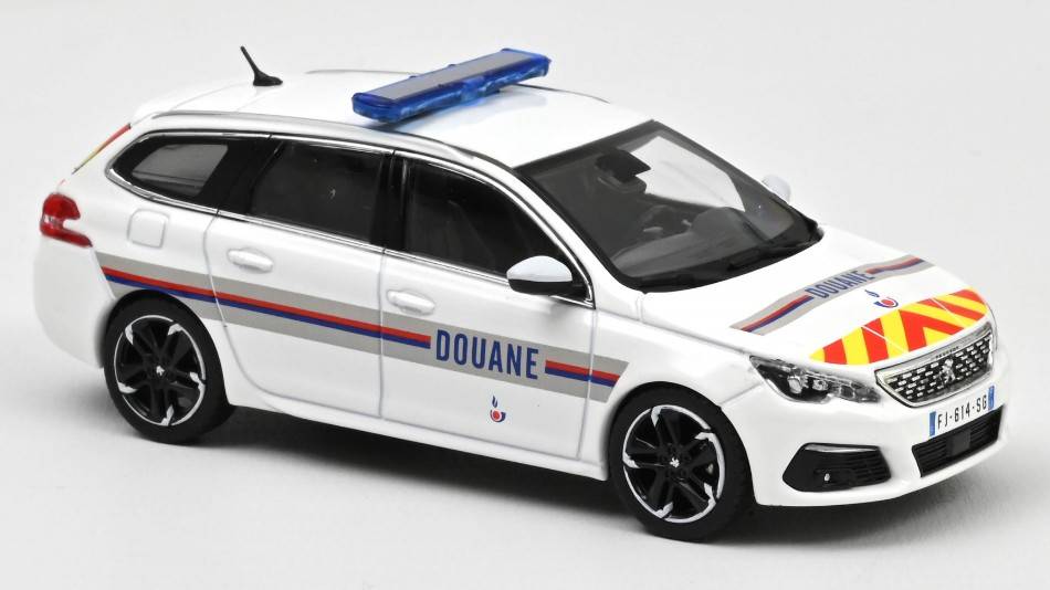 MODELE REDUIT COMPATIBLE AVEC PEUGEOT 308 SW 2018 DOUANES RAYURES ROUGE &amp; JAUNE 1:43 NOREV NV473942