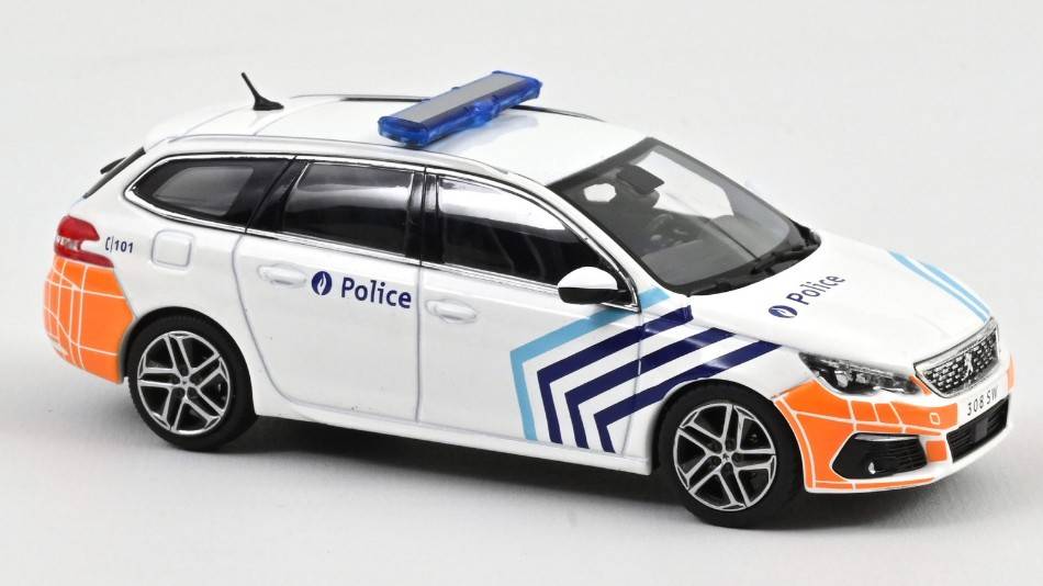 MODELLINO IN SCALA COMPATIBILE CON PEUGEOT 308 SW 2018 POLICE BELGIAN 1:43 NOREV NV473945