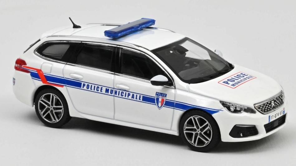 MODELE REDUIT COMPATIBLE AVEC PEUGEOT 308 SW 2018 POLICE MUNICIPALE 1:43 NOREV NV473943