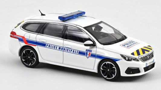 MODELE REDUIT COMPATIBLE AVEC PEUGEOT 308 SW 2018 POLICE MUNICIPALE BANDE BLEU &amp; JAUNE 1:43 NOREV NV473944