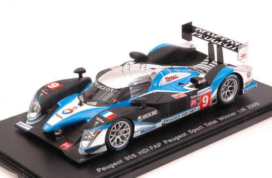 MODELLINO IN SCALA COMPATIBILE CON PEUGEOT 908 N.9 WINNER LM 2009 D.BRABHAM-M.GENE -A.WURZ 1:43 REPRO SPARK MODEL 43LM09