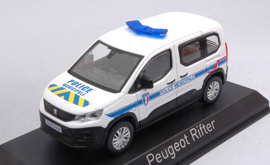 MODELE REDUIT COMPATIBLE AVEC PEUGEOT RIFTER 2019 "POLICE MUNICIPALE" AVEC BANDES BLEU &amp; JAUNE 1:43 NOREV NV479068