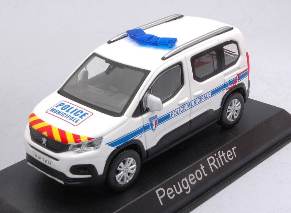 MODELE REDUIT COMPATIBLE AVEC PEUGEOT RIFTER 2019 "POLICE MUNICIPALE" AVEC BANDES ROUGES ET JAUNES 1:43 NOREV NV479067