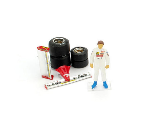 SCALE MODEL COMPATIBLE WITH G.VILLENEUVE x R 267/272 PILOT + AILERONS + TIRES SET 1:43 BRUMM BMCH01T