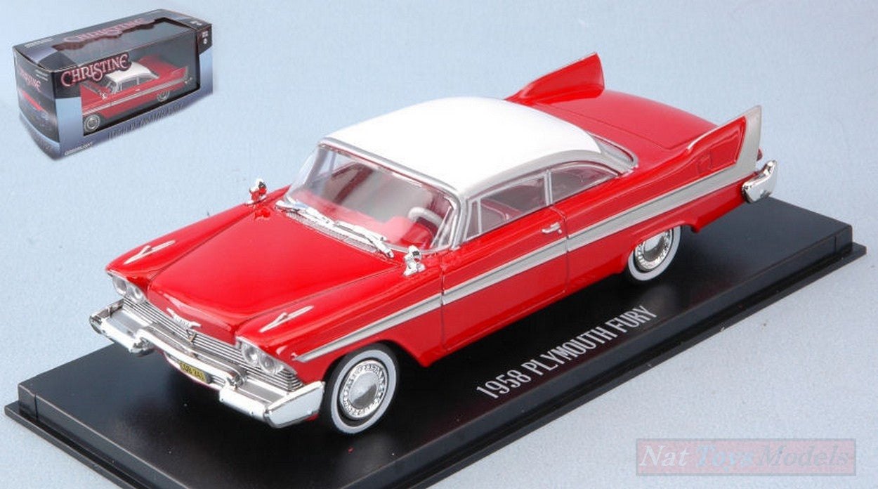 MODELLINO IN SCALA COMPATIBILE CON PLYMOUTH FURY 1958 CHRISTINE RED WHITE 1:43 GREENLIGHT GREEN86529