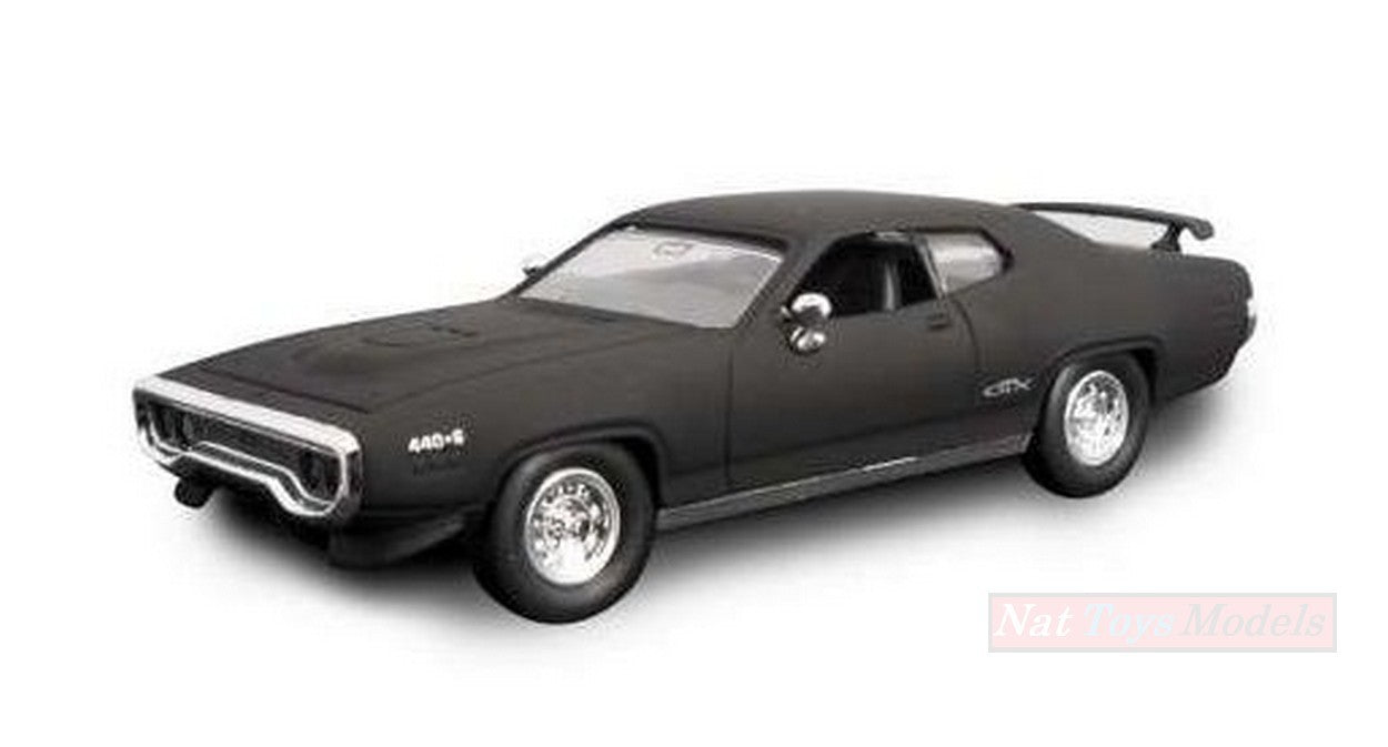 SCALE MODEL COMPATIBLE WITH PLYMOUTH GTX 1971 MATT BLACK 1:43 LUCKY DIE CAST LDC94218MBK