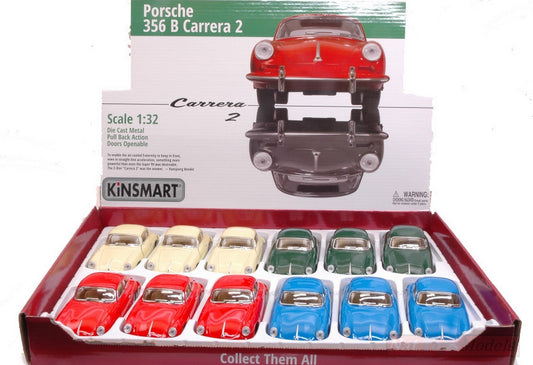 MODELLINO IN SCALA COMPATIBILE CON PORSCHE 356 B CARRERA 2 cm 12 COL.ASS.1:32 KINSMART KT5398D