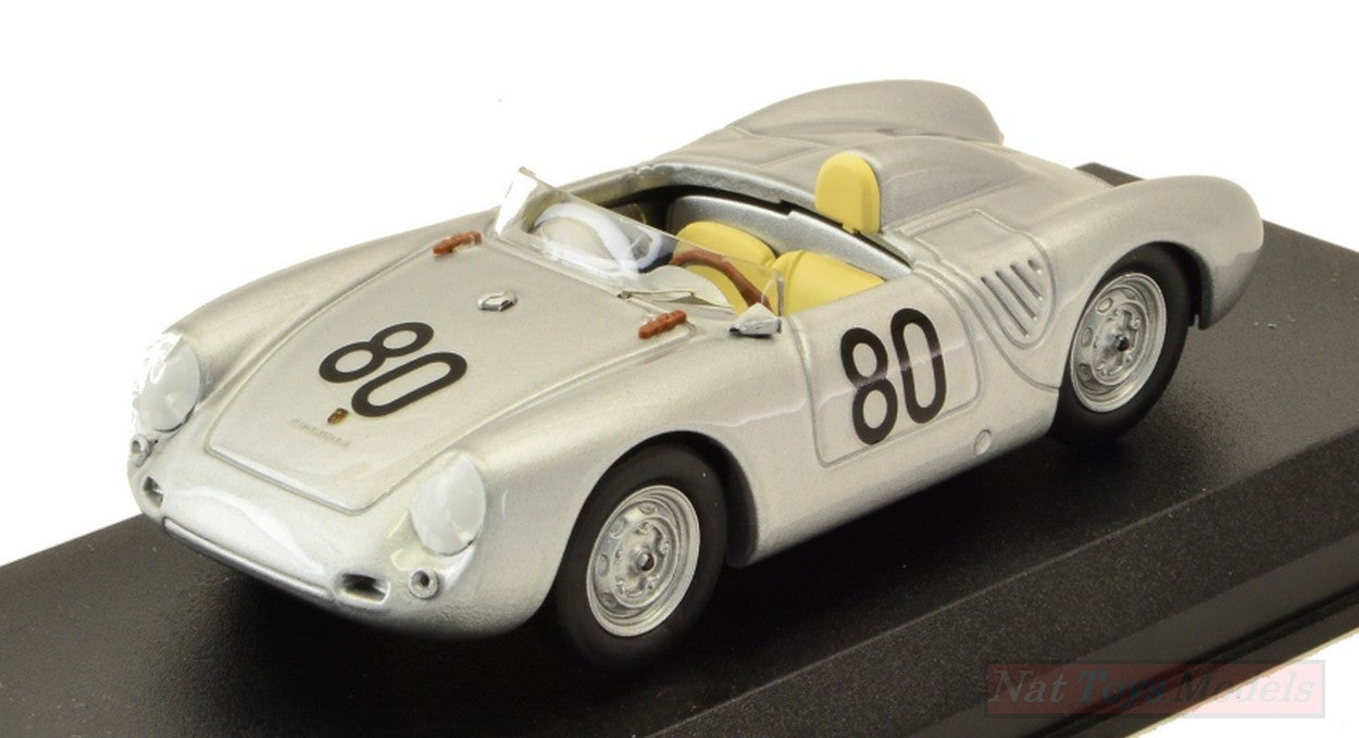 MODELLINO IN SCALA COMPATIBILE CON PORSCHE 550 RS N.80 TARGA FLORIO 1958 SCARLATTI-BARTH 1:43 BEST MODEL BT9751