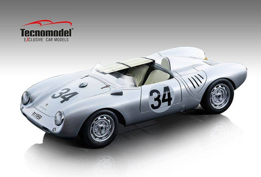 MODELLINO IN SCALA COMPATIBILE CON PORSCHE 550A N.34 LE MANS 1957 STOREZ/CRAWFORD 1:18 TECNOMODEL TMD18141B