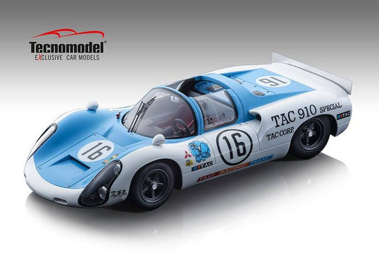 MODELLINO IN SCALA COMPATIBILE CON PORSCHE 910 N.16 TAKI RACING JAPAN GP 1969 1:18 TECNOMODEL TMD18158C