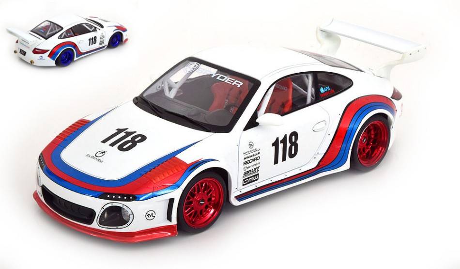 MODELLINO IN SCALA COMPATIBILE CON PORSCHE 911 (997) RWB OLD & NEW 2020 MARTINI WHITE 1:18 MODELCARGROUP MCG18328