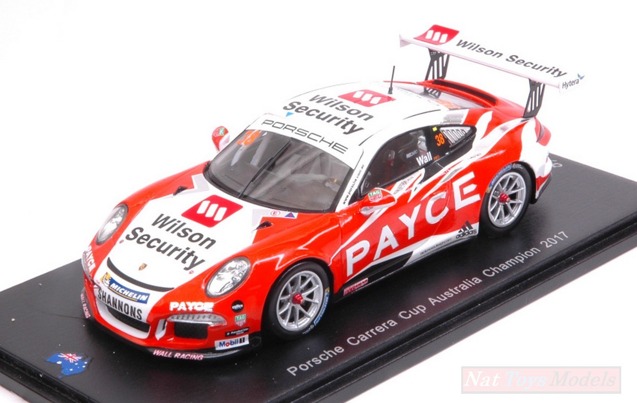 MODELLINO IN SCALA COMPATIBILE CON PORSCHE 911 GT3 CUP N.38 CARRERA AUSTRALIA 2017 CHAMPION DAVID WALL 1:43 SPARK MODEL AS023