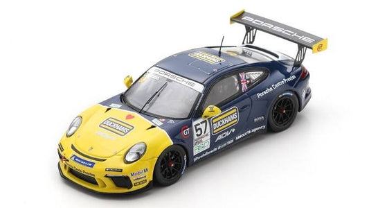 MODELLINO IN SCALA COMPATIBILE CON PORSCHE 911 GT3 CUP N.57 CARRERA CUP GREAT BRITAIN CHAMPION 2021 D.CAMM. SPARK MODEL UK012