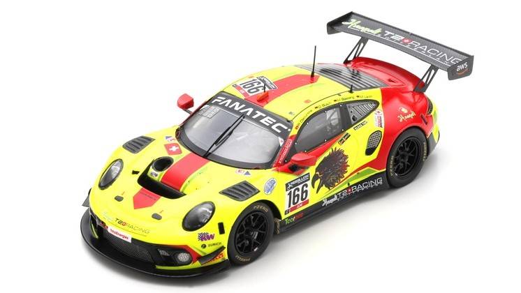 MODELLINO IN SCALA COMPATIBILE CON PORSCHE 911 GT3 N.166 AM CLASS 24 H SPA 2021 DECURTINS-BUSCH-LAUC 1:43 SPARK MODEL SB456