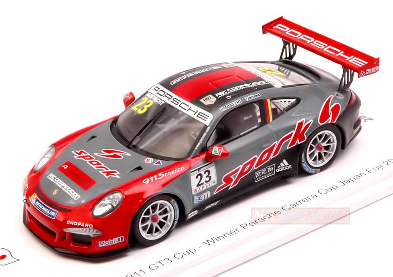 MODELLINO IN SCALA COMPATIBILE CON PORSCHE 911 GT3 N.23 WINNER CARRERA CUP JAPAN FUJI 2017 P.HAMPRECHT 1:43 SPARK MODEL SJ052