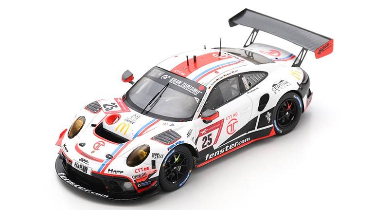 MODELLINO IN SCALA COMPATIBILE CON PORSCHE 911 GT3 N.25 24 H NURBURGRING 2022 RADER-THYSSEN-MENZEL-KERN SPARK MODEL SG847