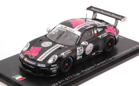 MODELE REDUIT COMPATIBLE AVEC PORSCHE 911 GT3 N.32 CARRERA CUP ITALIA CHAMPION 2018 G.QUARESMINI 1:43 SPARK MODEL SI008