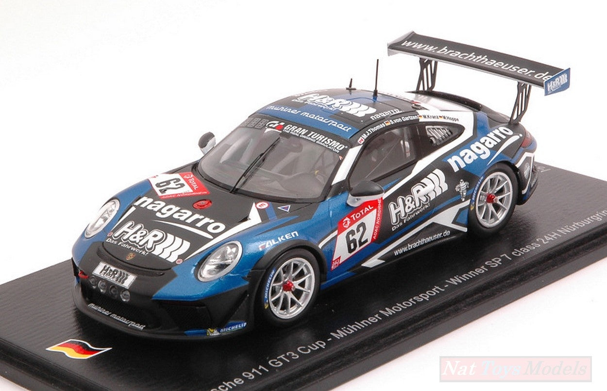 SCALE MODEL COMPATIBLE WITH PORSCHE 911 GT3 N.62 WINNER SP 7 CLASS 24 H NURBURGR.2019 THOMAS-GARTZ.K SPARK MODEL SG531