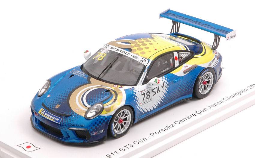 MODELE REDUIT COMPATIBLE AVEC PORSCHE 911 GT3 N.78 CARRERA CUP JAPAN CHAMPION 2018 T.KONDO 1:43 SPARK MODEL SJ066