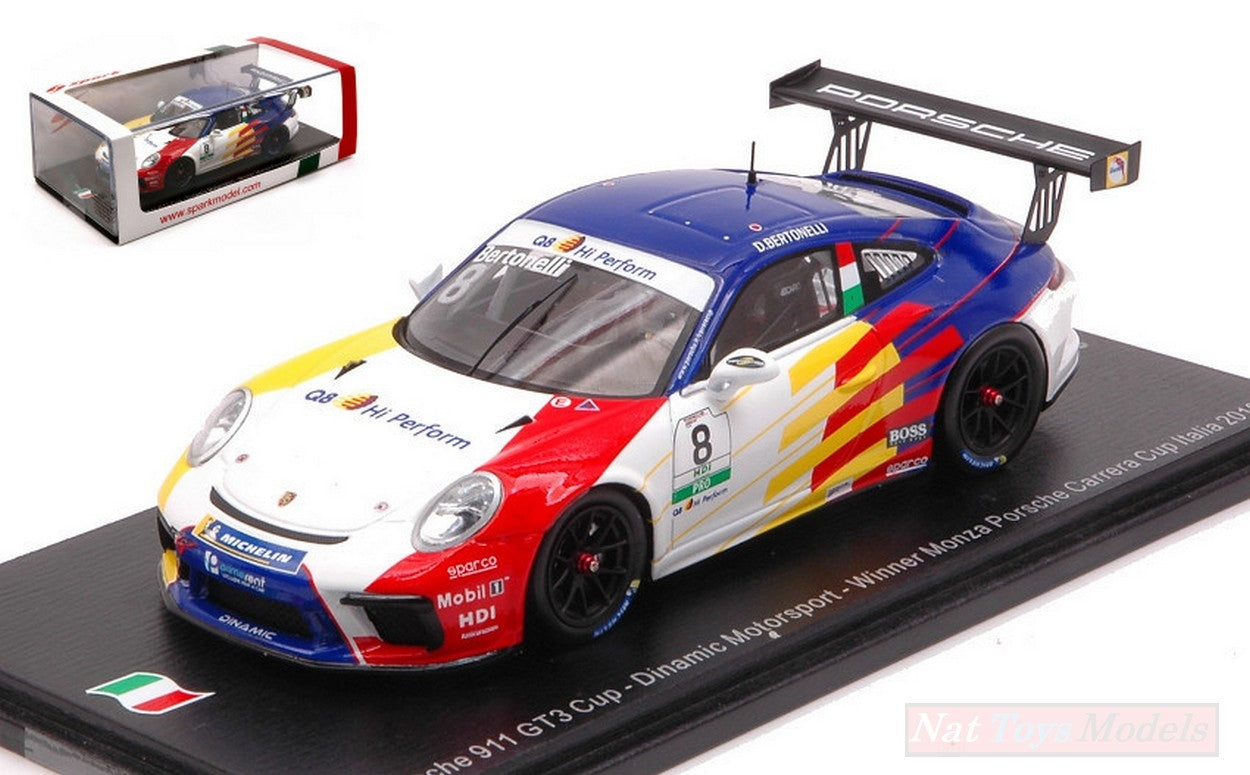 MODELLINO IN SCALA COMPATIBILE CON PORSCHE 911 GT3 N.8 WINNER MONZA CUP ITALIA 2019 DIEGO BERTONELLI 1:43 SPARK MODEL SI009