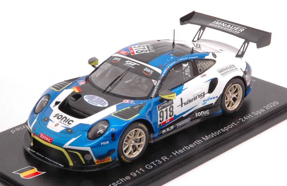 SCALE MODEL COMPATIBLE WITH PORSCHE 911 GT3 N.918 24 H SPA 2020 HARING-JOOS-SEEFRIED-KONSTANTINOU 1:43 SPARK MODEL SB404