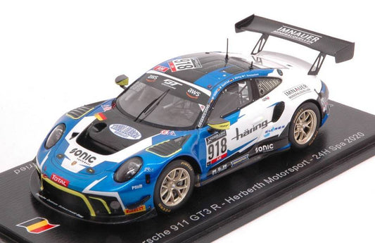 MODELLINO IN SCALA COMPATIBILE CON PORSCHE 911 GT3 N.918 24 H SPA 2020 HARING-JOOS-SEEFRIED-KONSTANTINOU 1:43 SPARK MODEL SB404