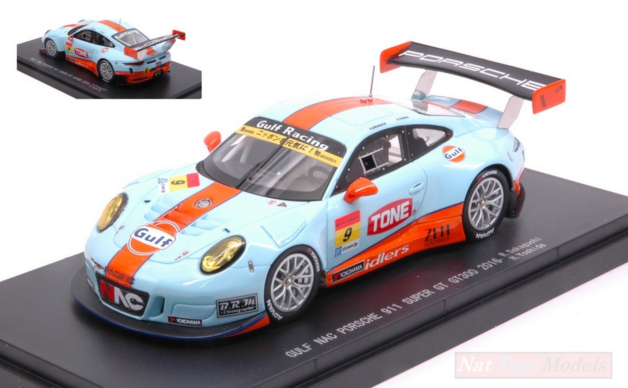 MODELLINO IN SCALA COMPATIBILE CON PORSCHE 911 GT3 R N.9 8th SUPER GT300 2016 R.SAKAGUKI-H.YOSHIDA 1:43 EBBRO EB45413