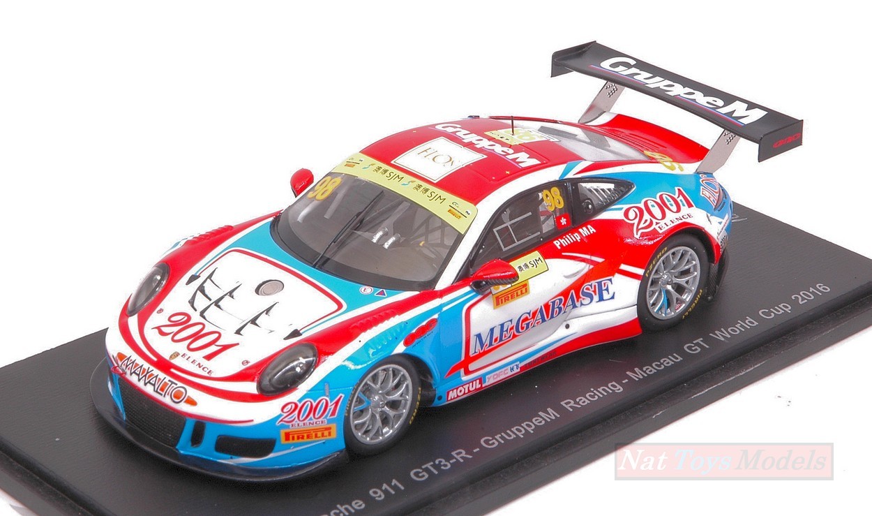 MODELLINO IN SCALA COMPATIBILE CON PORSCHE 911 GT3 R N.98 MACAU GT WORLD CUP 2016 MA C.YEUNG PHILIP 1:43 SPARK MODEL SA118