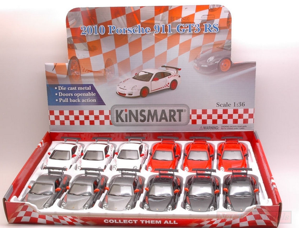 SCALE MODEL COMPATIBLE WITH PORSCHE 911 GT3 RS 2010 1:36 KINSMART KT5352D