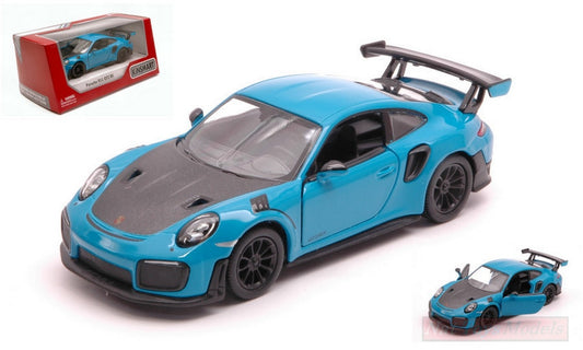 SCALE MODEL COMPATIBLE WITH PORSCHE 911 RS GT2 RS (991) BLUE/BLACK 12 cm KINSMART BOX KT5408WB