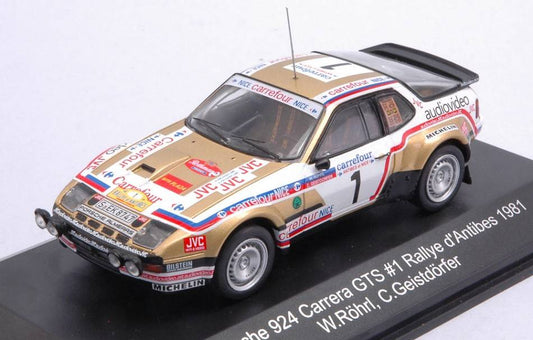 MODELLINO IN SCALA COMPATIBILE CON PORSCHE 924 CARRERA GTS N.1 RALLYE D'ANTIBES 1981 W.ROHRL-C.GEISTDORFER  WRC021