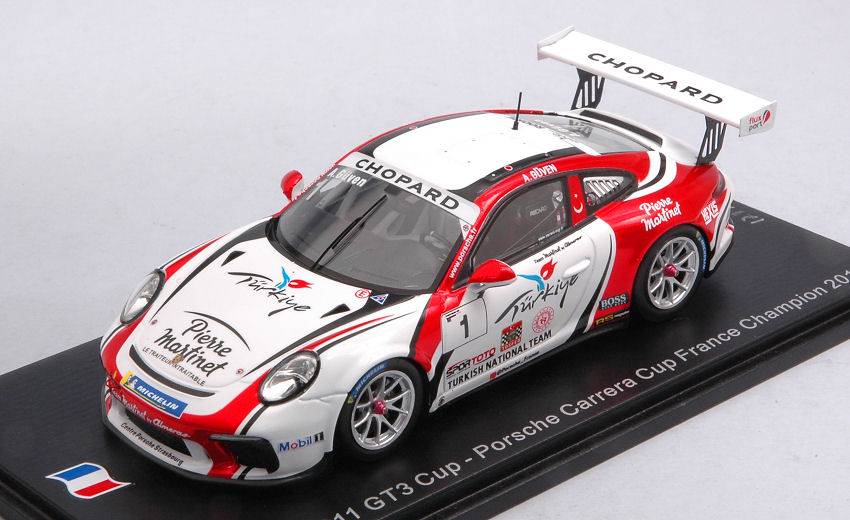 MODELLINO IN SCALA COMPATIBILE CON PORSCHE CARRERA CUP FRANCE N.1 CHAMPION 2019 AYHANCAN GUVEN 1:43 SPARK MODEL SF108