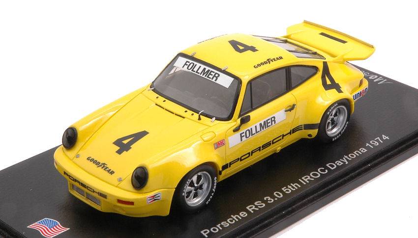 MODELE REDUIT COMPATIBLE AVEC PORSCHE RS 3.0 N.4 5ème IROC DAYTONA 1974 GEORGE FOLLMER 1:43 SPARK MODEL US145