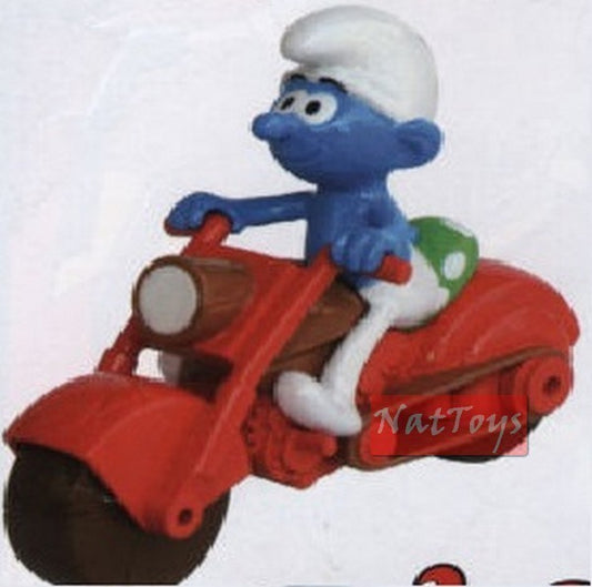 modellino IN SCALA COMPATIBILE CON Puffi Puffo Sognatore Moto Smurfs Figure 3D cm.9