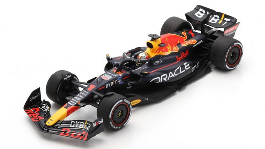 SCALE MODEL COMPATIBLE WITH RED BULL MAX VERSTAPPEN 2022 N.1 WINNER ABU DHABI WITH TIRE MARKS 1:18 SPARK MODEL 18S776