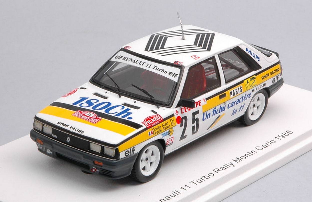 MODELE REDUIT COMPATIBLE AVEC RENAULT 11 TURBO N.25 RALLYE DE MONTE CARLO 1986 A.OREILLE-S.OREILLE 1:43 SPARK MODEL S5570