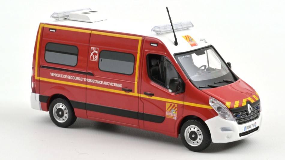 MODELLINO IN SCALA COMPATIBILE CON RENAULT MASTER 2014 POMPIERS VSAV 1:43 NOREV NV518787