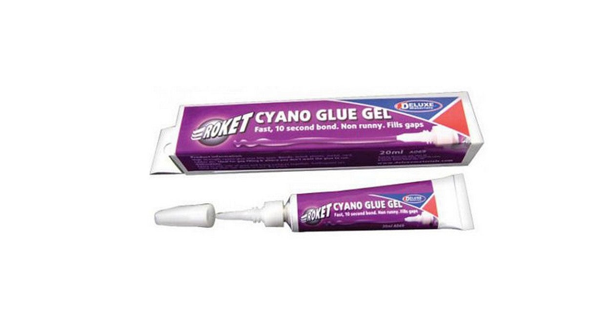 COLORI MODELLISMO ROKET CYANO GLUE GEL RIEMPITIVO 10 SEC.TUBETTO 20 ml DE LUXE MATERIALS DL-AD69