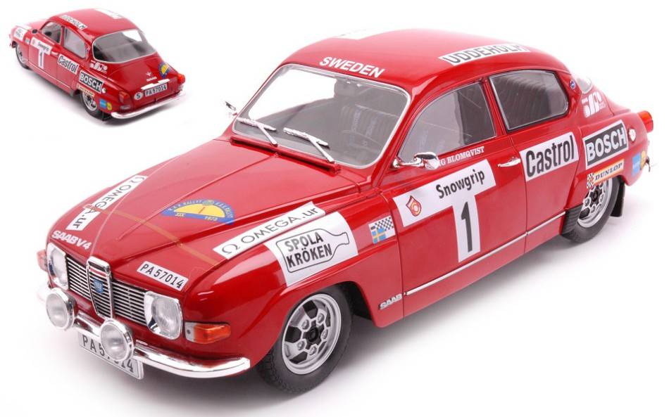 SCALE MODEL COMPATIBLE WITH SAAB 96 V4 N.1 RALLY SWEDEN 1973 BLOMQVIST/HERTZ 1:18
 IXO MODEL 18RMC086A