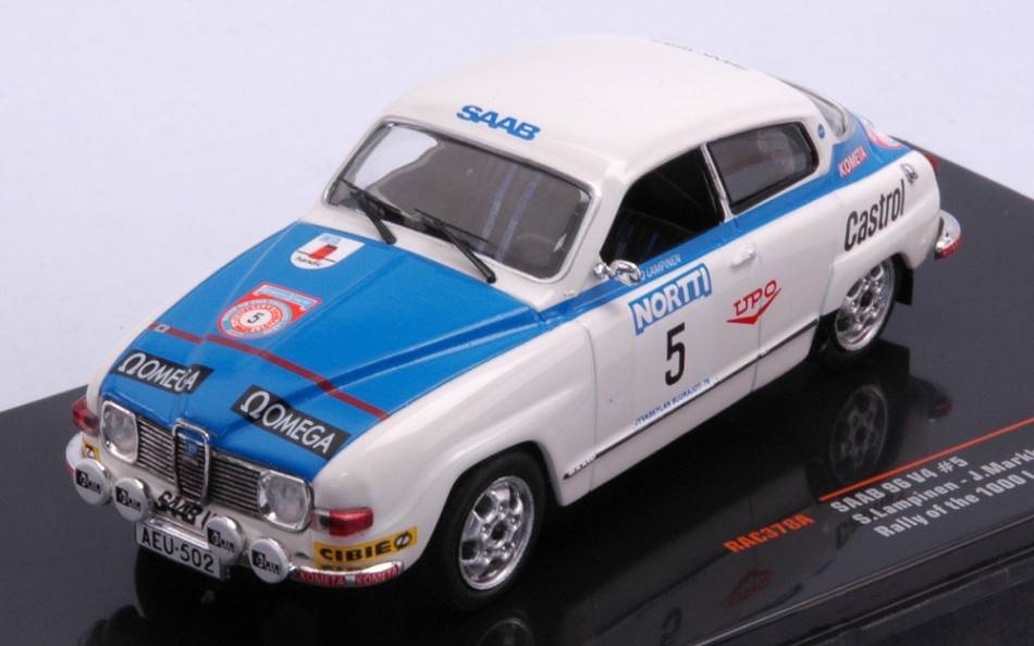 MODELLINO IN SCALA COMPATIBILE CON SAAB 96 V4 N.5 1000 LAKES RALLY 1976
LAMPINEN/MARKKANEN 1:43 IXO MODEL RAC378A