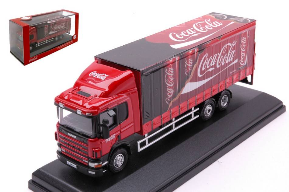 SCALE MODEL COMPATIBLE WITH SCANIA 94D 6 WHEEL CURTAINSIDE COCA COLA 1:76 OXFORD OXF76S94004CC