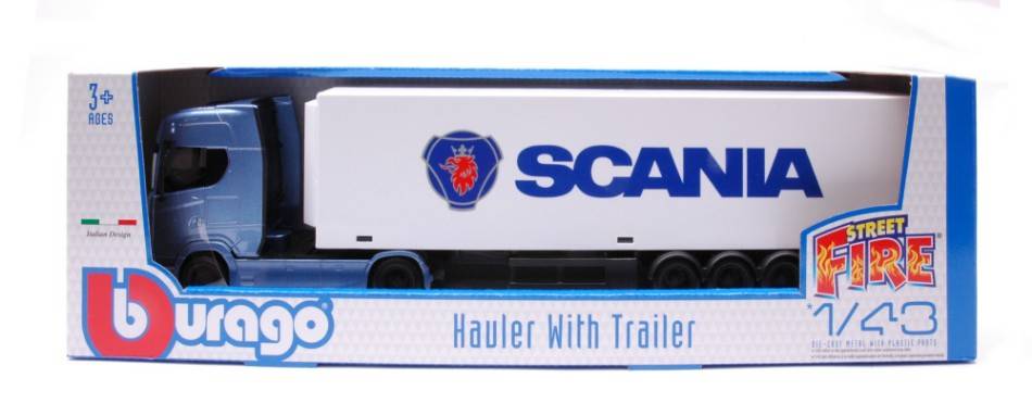 SCALE MODEL COMPATIBLE WITH SCANIA S730 HIGHLINE CAB + "SCANIA" CONTAINER 1:43 BURAGO BU31468BU