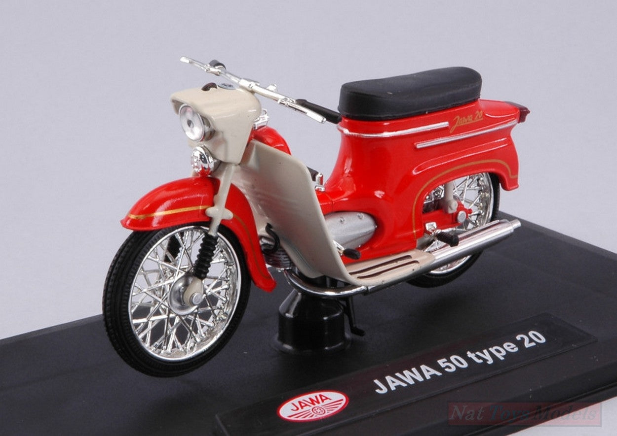 SCALE MODEL COMPATIBLE WITH JAWA 50 TYPE 20 RED/CREAM SCOOTER 1:18 ABREX MODEL ABM010C