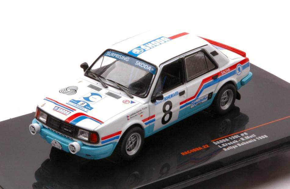 MODÈLE RÉDUIT COMPATIBLE AVEC SKODA 130 L N.8 RALLYE DE BOHÈME 1988
 KRECEK/MOTL 1:43 IXO MODÈLE RAC408A.22