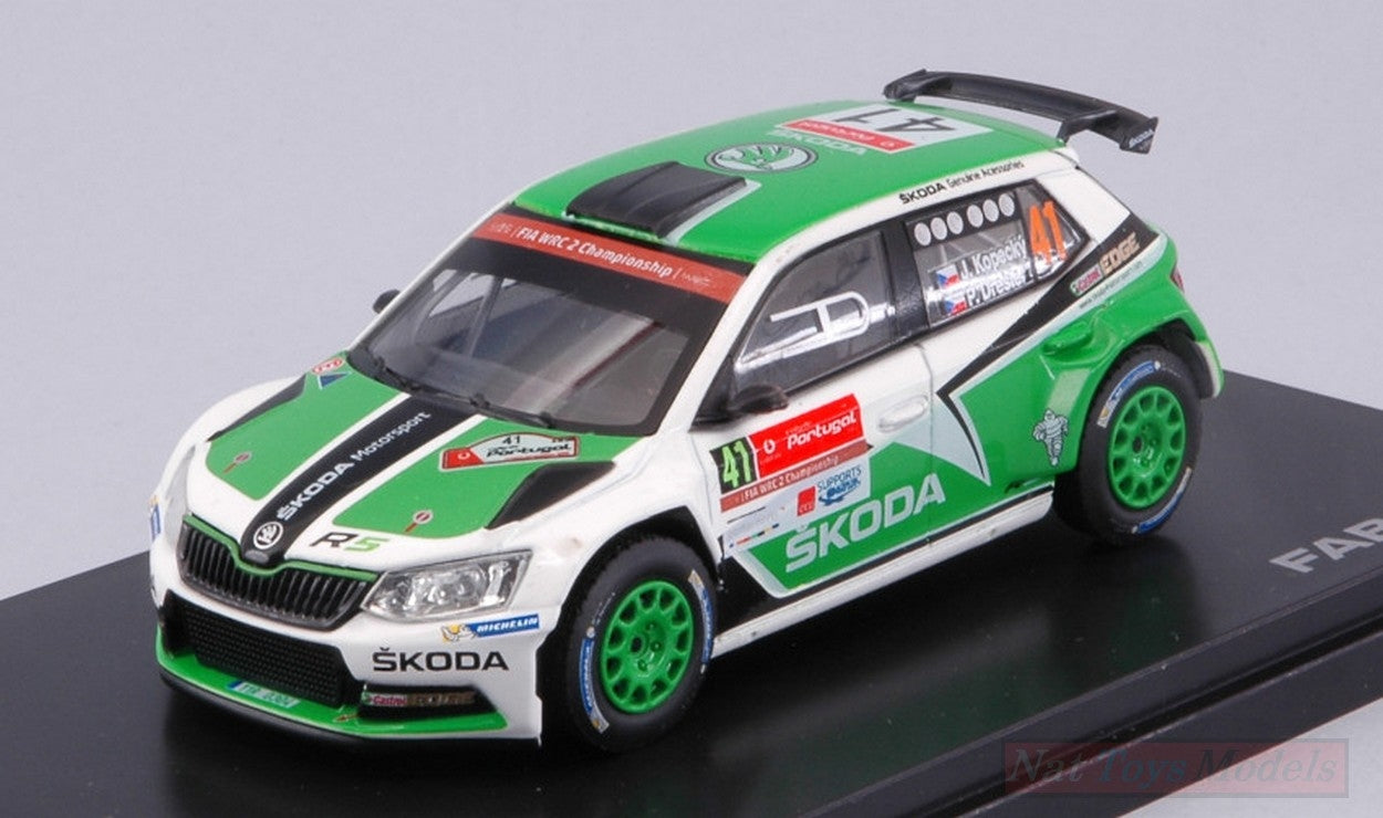 MODELLINO IN SCALA COMPATIBILE CON SKODA FABIA III R5 N.41 19th RALLY PORTUGAL 2016 KOPECKY-DRESLER 1:43 ABREX AB605TR